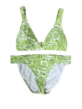 Mynah Green Paisley Bikini Set Top Size S and Bottom Size M